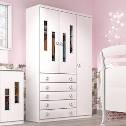 Guarda-Roupa de Bebê 3 Portas 5 Gavetas Evolution Tcil Móveis - 1 Guarda-Roupa de Bebê 3 Portas 5 Gavetas Evolution Tcil Móveis - 1