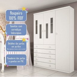 Guarda-Roupa de Bebê 3 Portas 5 Gavetas Evolution Tcil Móveis - 5 Guarda-Roupa de Bebê 3 Portas 5 Gavetas Evolution Tcil Móveis - 5