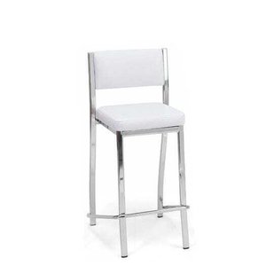 Banqueta Empilhável cromada média assento e encosto branco Poltronas do Sul