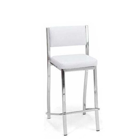 Banqueta Empilhável cromada média assento e encosto branco Poltronas do Sul