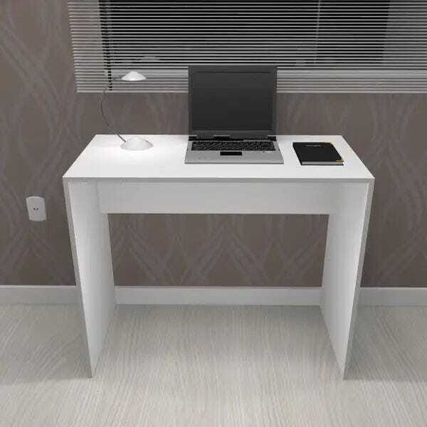 Mesa Escrivaninha para Computador e Escritório Modelo 2 sem Gavetas Drw Móveis Branco