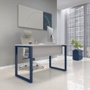Ver imagem 1 de Escrivaninha Mesa Escritório X 150cm Industrial Cinza e Azul Delrei