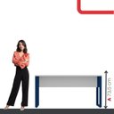 Ver imagem 5 de Escrivaninha Mesa Escritório X 150cm Industrial Cinza e Azul Delrei