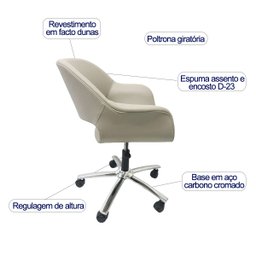Poltrona Escritório Eduarda com Regulagem de Altura - Poltronas do Sul - 3