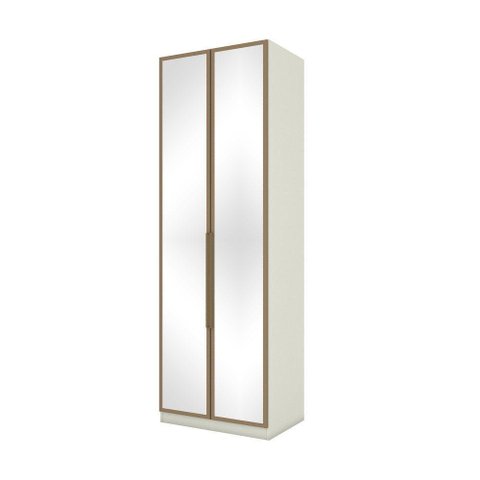Guarda Roupa Modulado 02 Portas Com Espelho Cabideiro Areia