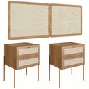 Ver imagem 1 de Cabeceira Casal e Queen com 2 Mesas 2 Gavetas Arlo A10 Hanover/dourado - Mpozenato