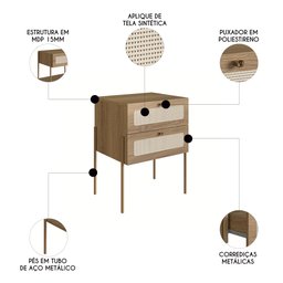 Cabeceira Casal e Queen com 2 Mesas 2 Gavetas Arlo A10 Hanover/dourado - Mpozenato - 3