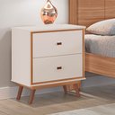 Ver imagem 1 de Mesa De Cabeceira Monza 100% em MDF com pés estilo retrô Tuboarte Off White Amendoa