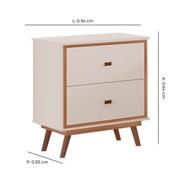 Mesa De Cabeceira Monza 100% em MDF com pés estilo retrô Tuboarte Off White Amendoa - 2