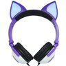 Fone Ouvido Headphone com Fio Estéreo Orelha Gato Gatinho LED Infantil P2 Exbom Hf-C30 Roxo - 1