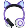 Fone Ouvido Headphone com Fio Estéreo Orelha Gato Gatinho LED Infantil P2 Exbom Hf-C30 Roxo - 2