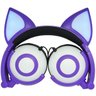 Fone Ouvido Headphone com Fio Estéreo Orelha Gato Gatinho LED Infantil P2 Exbom Hf-C30 Roxo - 3