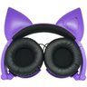 Fone Ouvido Headphone com Fio Estéreo Orelha Gato Gatinho LED Infantil P2 Exbom Hf-C30 Roxo - 4