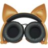 Fone Ouvido Headphone com Fio Estéreo Orelha Gato Gatinho LED Infantil P2 Exbom Hf-C30 Marrom - 4