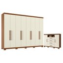 Ver imagem 1 de Guarda Roupa Casal 8 Portas 4 Gavetas Master New com Pés Cômoda Havana Master com Pés Jatobá