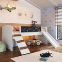 Ver imagem 2 de Cama Playground Infantil com Escorregador e Quadro Lousa para Desenhar Branco - Completa Móveis