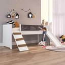 Ver imagem 4 de Cama Playground Infantil com Escorregador e Quadro Lousa para Desenhar Branco - Completa Móveis