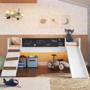 Ver imagem 1 de Cama Playground Infantil com Escorregador e Quadro Lousa para Desenhar Branco - Completa Móveis