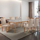 Ver imagem 2 de Mesa de Jantar Copper 180cm Madeira Tampo Vidro Canto Copo com 6 Cadeiras Aline