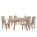 Ver imagem 1 de Mesa de Jantar Copper 180cm Madeira Tampo Vidro Canto Copo com 6 Cadeiras Aline
