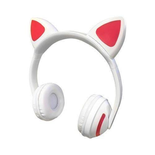 Fone De Ouvido Orelha Gato Led 7 Cor Bluetooth Headset Azul