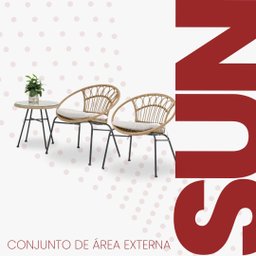 Conjunto de Àrea Externa Sun com 2 Cadeiras, 1 Mesa - 2
