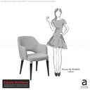 Ver imagem 5 de Cadeira Bruna Estofada C/ Braço Castanho Escuro / Linho Off White Versare Móveis