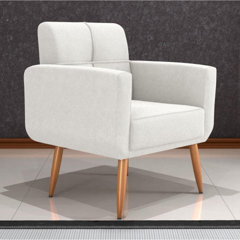 Poltrona Decorativa para Sala Lages Boucle Bege