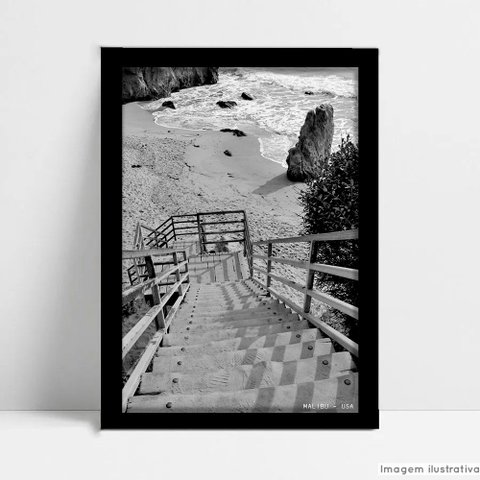 Quadro Decorativo Monumento Cidade Malibu em Moldura Caixa Tacolado Moldura Caixa 3cm Madeira sem Vi