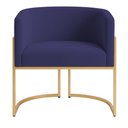 Ver imagem 3 de Poltrona Decorativa Luana Veludo com Pés de Ferro Dourado - 7 Decor Azul Marinho