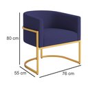 Ver imagem 4 de Poltrona Decorativa Luana Veludo com Pés de Ferro Dourado - 7 Decor Azul Marinho