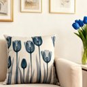 Ver imagem 1 de Capa de Almofada Linho Estampada Tulipa Floral Azul 45x45cm - Tulipa
