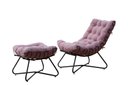 Ver imagem 1 de Poltrona Costela Luxo com Puff Eva Metal Preto - Suede Rose