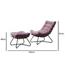 Ver imagem 3 de Poltrona Costela Luxo com Puff Eva Metal Preto - Suede Rose