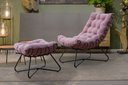 Ver imagem 2 de Poltrona Costela Luxo com Puff Eva Metal Preto - Suede Rose