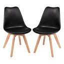 Ver imagem 1 de Kit C/2 Cadeiras Leda - Charles Eames Saarienen Wood com Almofada Preta