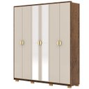 Ver imagem 1 de Guarda-roupa Casal 100% Mdf 6 Portas com Espelho Bolonha Imbuia Fendi