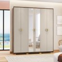 Ver mais imagens de Guarda-roupa Casal 100% Mdf 6 Portas com Espelho Bolonha Imbuia Fendi
