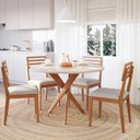 Ver imagem 1 de Conjunto Sala de Jantar Cacau Redonda 109cm com Vidro e 4 Cadeiras Juparanã