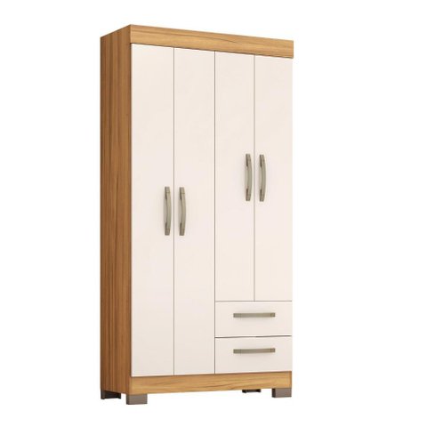 Guarda-roupa com 4 Portas e 2 Gavetas Nt6010 Freijó Trend/off White Tx Notável Móveis