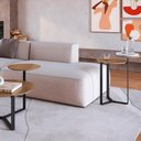 Ver imagem 2 de Kit Mesa Centro e Lateral Chanfrada Pes Metal Preto Hanover Artesano Hanover Preto