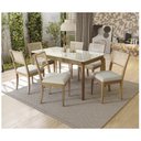 Ver imagem 1 de Mesa de Jantar 6 Lugares Kappesberg CSJ002 Tampo de Vidro Nogueira/Off White
