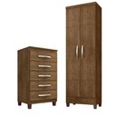 Ver imagem 1 de Kit Cômoda 5 Gavetas Porto Belo Com Multiuso Cairo 2 Portas Malbec Clique Chique