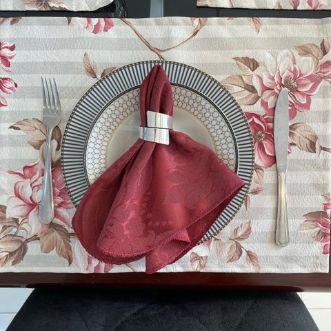 Kit 6 Guardanapo em Jacquard Vinho 40x40cm