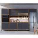 Ver imagem 1 de Cozinha Completa Modulada 100% MDF 6 Peças 10 Portas 6 Gavetas e Vidro 354cm Vicenza Espresso Móveis Cinza/Amêndoa/Chumbo