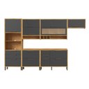 Ver imagem 3 de Cozinha Completa Modulada 100% MDF 6 Peças 10 Portas 6 Gavetas e Vidro 354cm Vicenza Espresso Móveis Cinza/Amêndoa/Chumbo