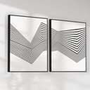Ver imagem 1 de Quadro Decorativo Abstrato Linhas Kit 2 Quadros
