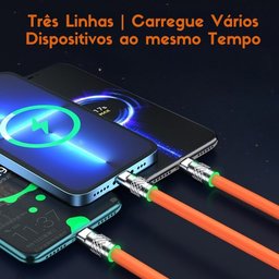 Cabo Carregador 3 em 1 Tipo C Lightning Micro Usb - 6