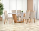 Ver imagem 6 de Conjunto Sala de Jantar Mesa Apogeu 170 Tampo Vidro Off White com 6 Cadeiras Apogeu - Lopas Amendoa