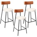 Ver imagem 1 de Kit 03 Banquetas Baixa Cozinha Sala Jantar Bancada Milão L02 Couríssimo Camel Linho Cru - lyam decor